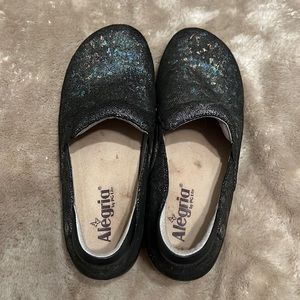 Sparkly Black Alegria by PG Lite Slip On Clogs size 8.5